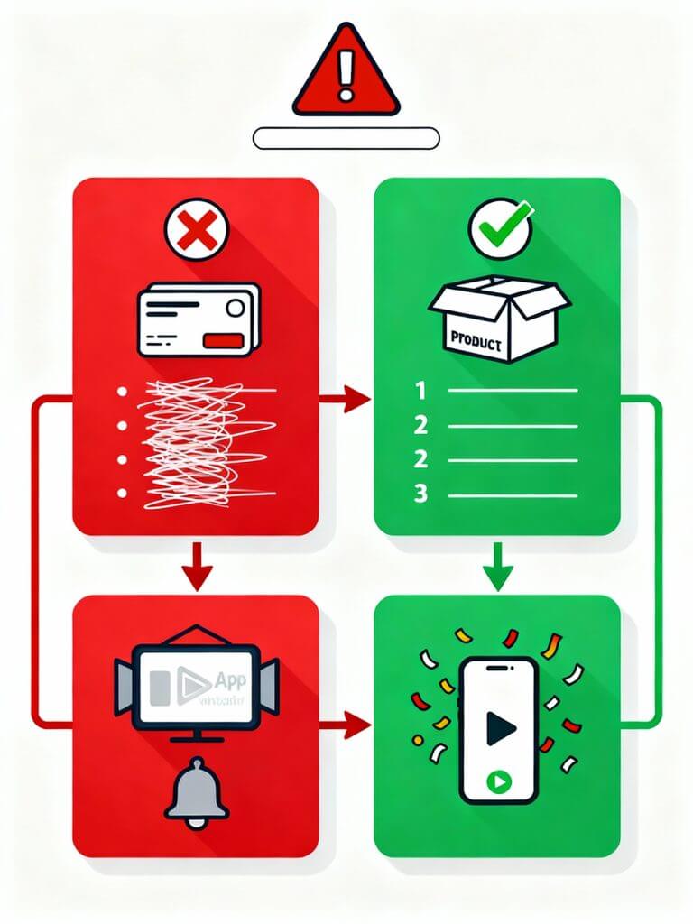 Common TikTok giveaway mistakes to avoid with solutions: generic prizes, complicated steps, recycled content, and lack of follow-through