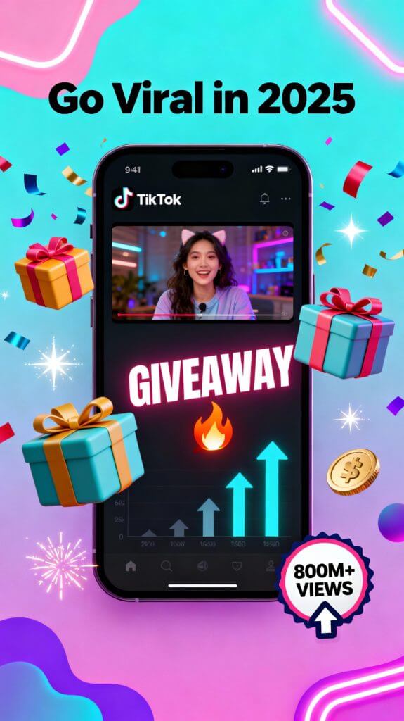 TikTok giveaway strategy guide showing viral video concept with engagement metrics and winner selection for 2025